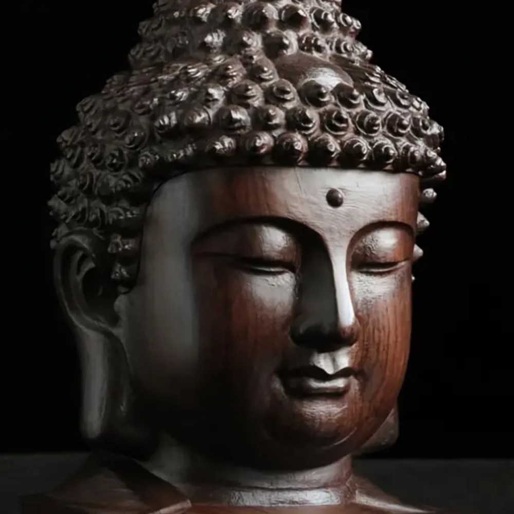 Collectible 1 carved Ebony wood face of Buddha - Picture 3 of 7